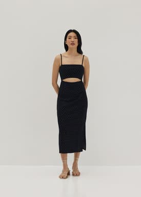 Kayla Polka Dot Cut Out Front Dress
