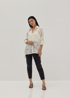 Rosy Lace-Up Collar Shirt