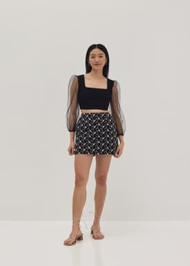 Felice Embroidered Twill Skort