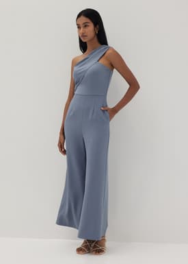 Dane Mixed Fabric Toga Jumpsuit