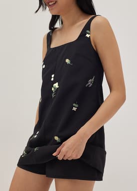 Lisbon Embroidered Square Neck Dress