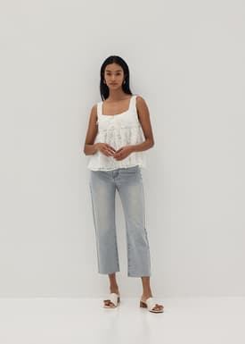 Tori Jacquard Square Neck Peplum Top