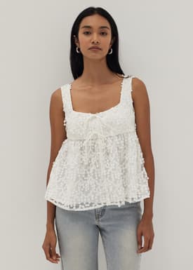 Tori Jacquard Square Neck Peplum Top