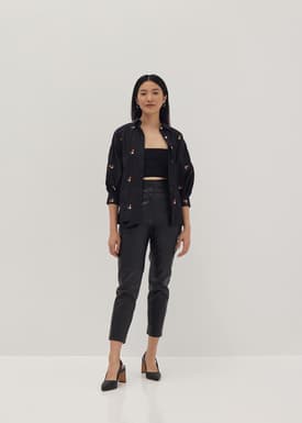 Kacee Embroidered Puff Sleeve Shirt