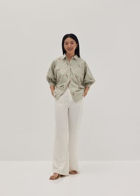 Kacee Embroidered Puff Sleeve Shirt