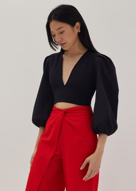 Camala Padded Bustier Puff Sleeve Top