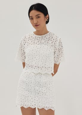 Shelby Broderie Shell Crop Top