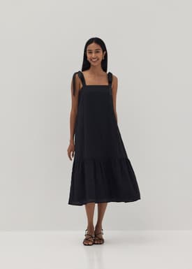 Adora Embroidered Grosgrain Midi Dress