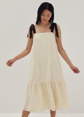 Adora Embroidered Grosgrain Midi Dress
