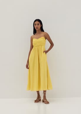 Arlette Pleat Fit & Flare Dress