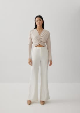 Rebekah Cupro Knotted Crop Top
