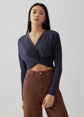 Rebekah Cupro Knotted Crop Top