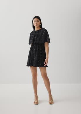 Zia Micro Pleat Polka Dot Dress
