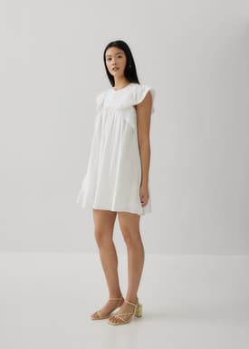 Aicelle Ladder Trim Frill Sleeve Dress