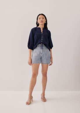 Guada Lace Trim Puff Sleeve Blouse