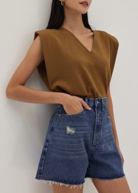 Frances Fray Hem Denim Shorts