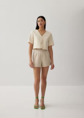 Mandy Linen Collarless Blazer