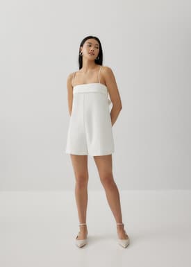 Alexandria Straight Neck Ribbon Tie Romper