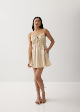 Lolit Cotton Ruched Fit & Flare Dress