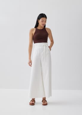 Terry Linen Wide Leg Pants