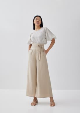 Terry Linen Wide Leg Pants