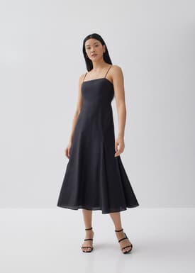 Linea Padded Fit & Flare Midi Dress