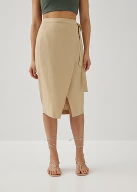 Izabel Linen Wrap Front Skirt