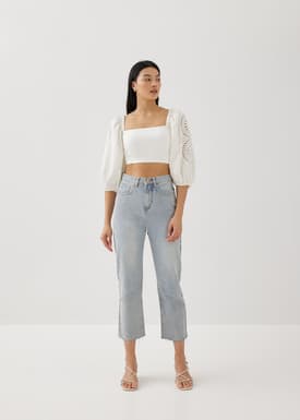 Criz Contrast Puff Sleeve Top