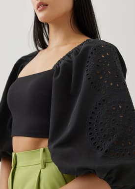 Criz Contrast Puff Sleeve Top