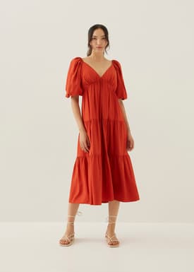 Katrine Padded Tiered Maxi Dress