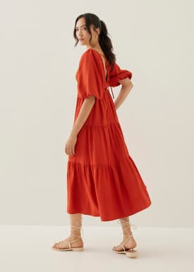 Katrine Padded Tiered Maxi Dress