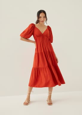 Katrine Padded Tiered Maxi Dress