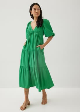 Katrine Padded Tiered Maxi Dress