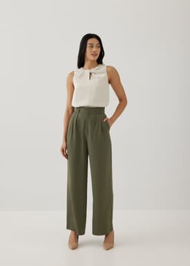 Monalise Pleat Straight Leg Pants