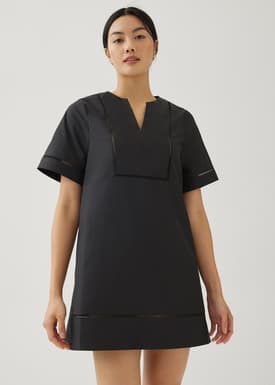 Vienne Cotton Ladder Trim Shift Dress