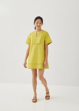 Vienne Cotton Ladder Trim Shift Dress