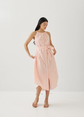 Juna Linen Trapeze Midi Dress
