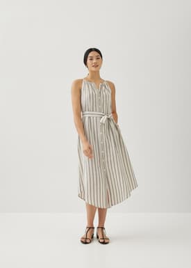 Juna Linen Trapeze Midi Dress