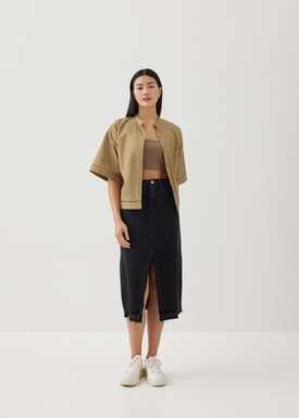 Ylia Cotton Ladder Trim Boxy Shirt