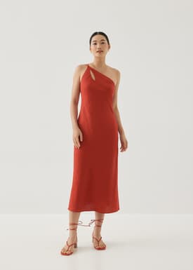 Charlita Linen Column Midaxi Dress