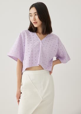 Josel Broderie V-neck Kimono Top