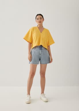 Josel Broderie V-neck Kimono Top