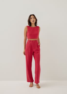 Janeth Textured Straight Leg Pants
