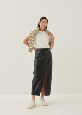 Jaclyn Pleather Column Maxi Skirt