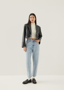 Reagan Pleather Crop Blazer