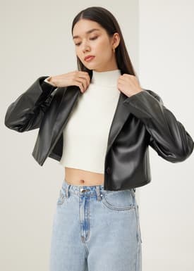 Reagan Pleather Crop Blazer