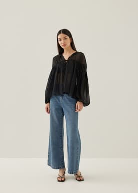 Rhiane Sheer Puff Sleeve Blouse