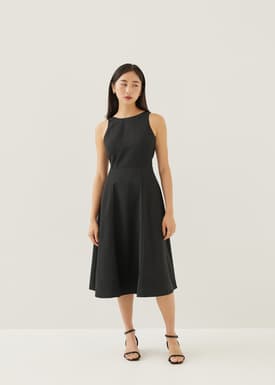 Jica Padded Fit & Flare Midi Dress