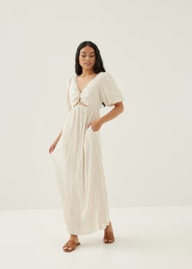 Lynn Padded Textured Fit & Flare Maxi Dress