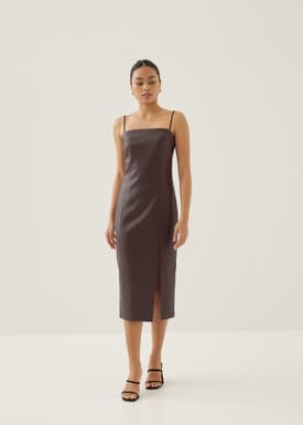 Lettie Pleather Column Midi Dress